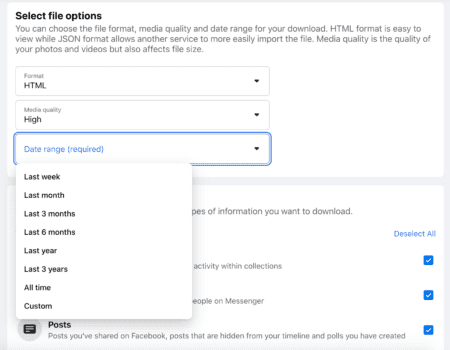 Kies hoe je je Facebook-informatie wilt ontvangen.