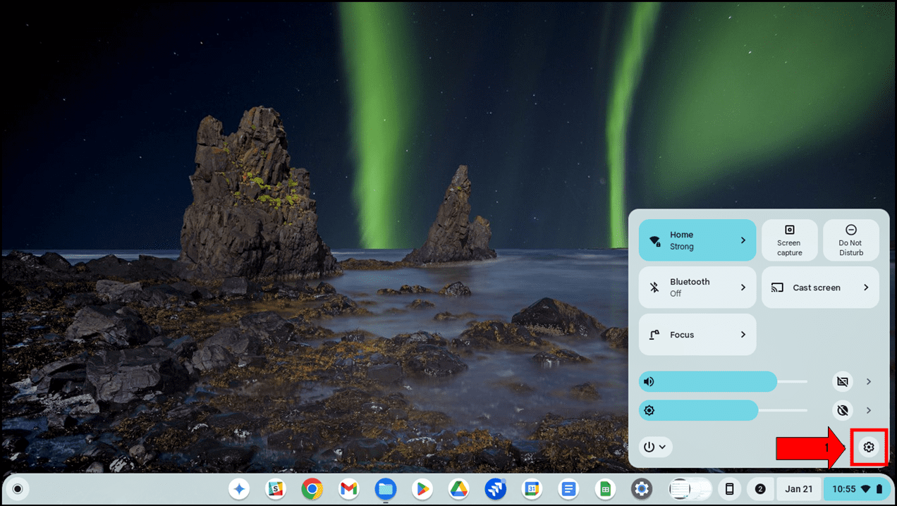 Open The Status Area On Your Chromebook And Click On The Settings Icon