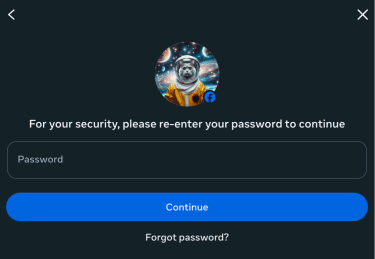 Facebook asking to enter the account password before account deletion.