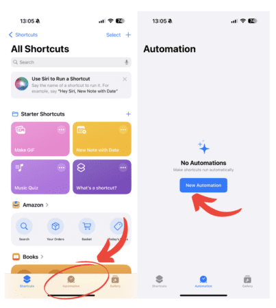 Screenshot of how to use shortcuts to lock apps