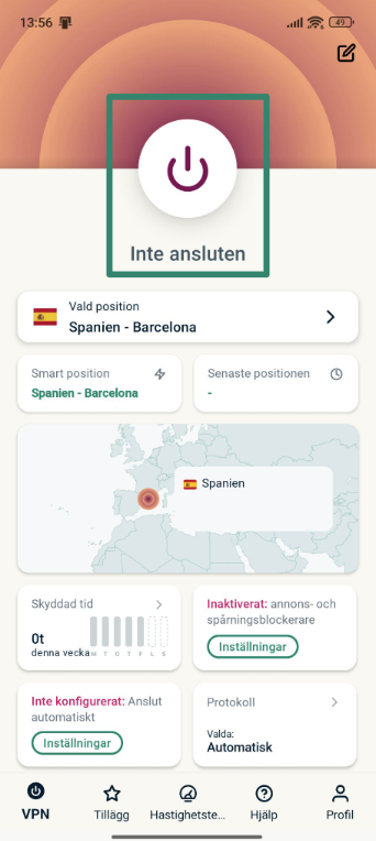 Connecting to ExpressVPN on Android.