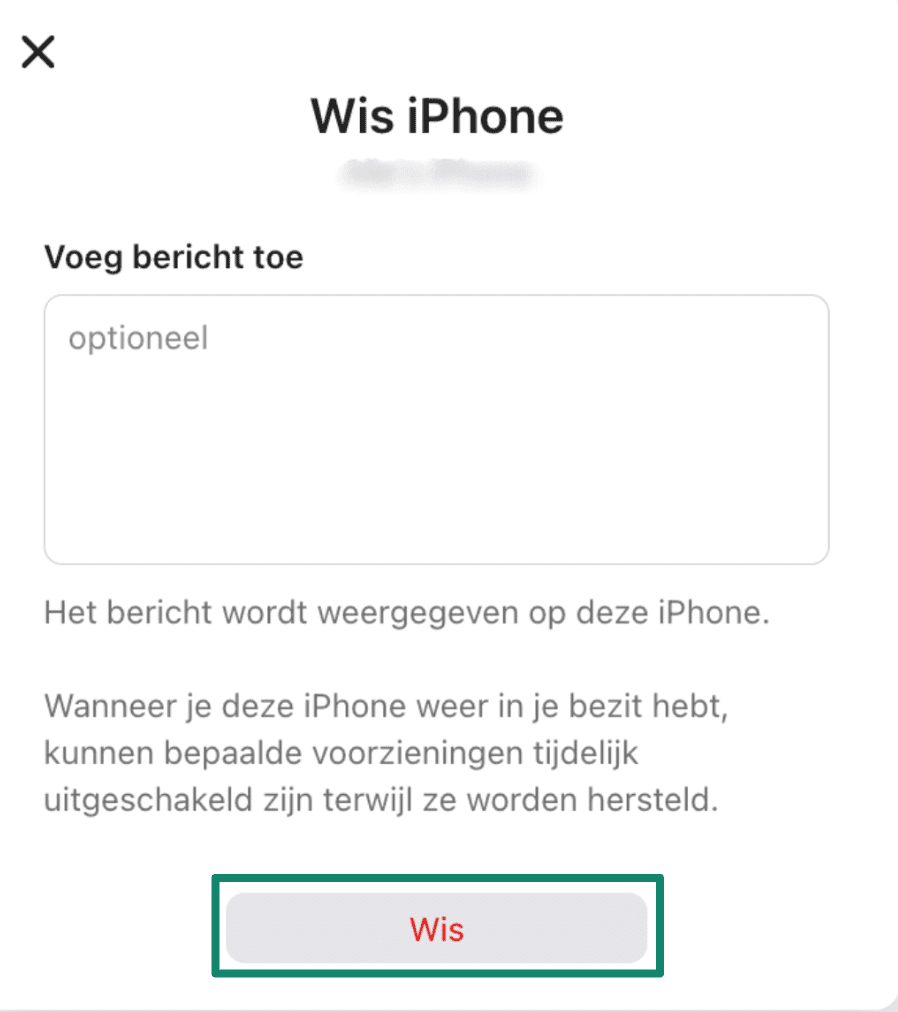 A confirmation prompt asking to 'Erase this iPhone?', warning that all content will be permanently deleted and the device will no longer be trackable.
