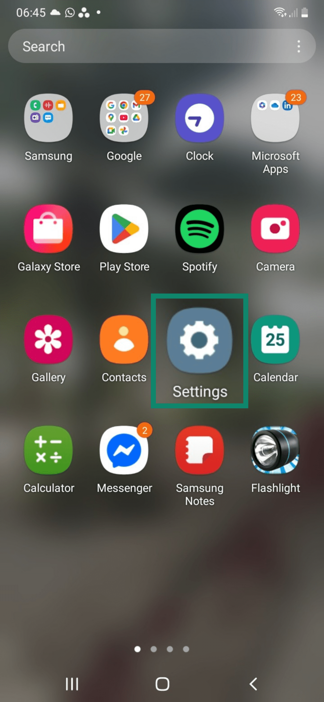 Android older model settings screen.