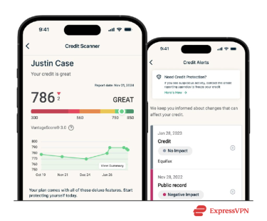 ExpressVPN Credit Scanner mobile interface.