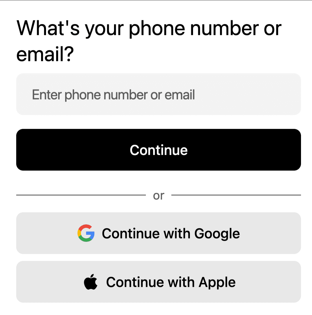 Uber desktop account login screen.