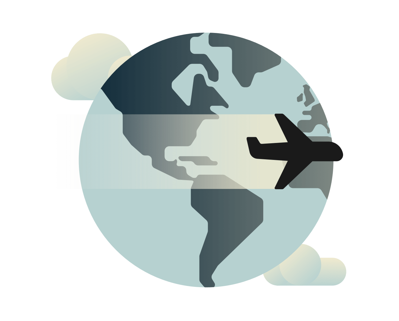 Uçak dünyanın üzerinde uçuyor.