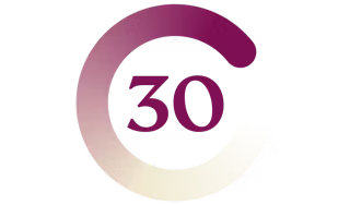 30 omgiven av en cirkel av lila plommonsand.