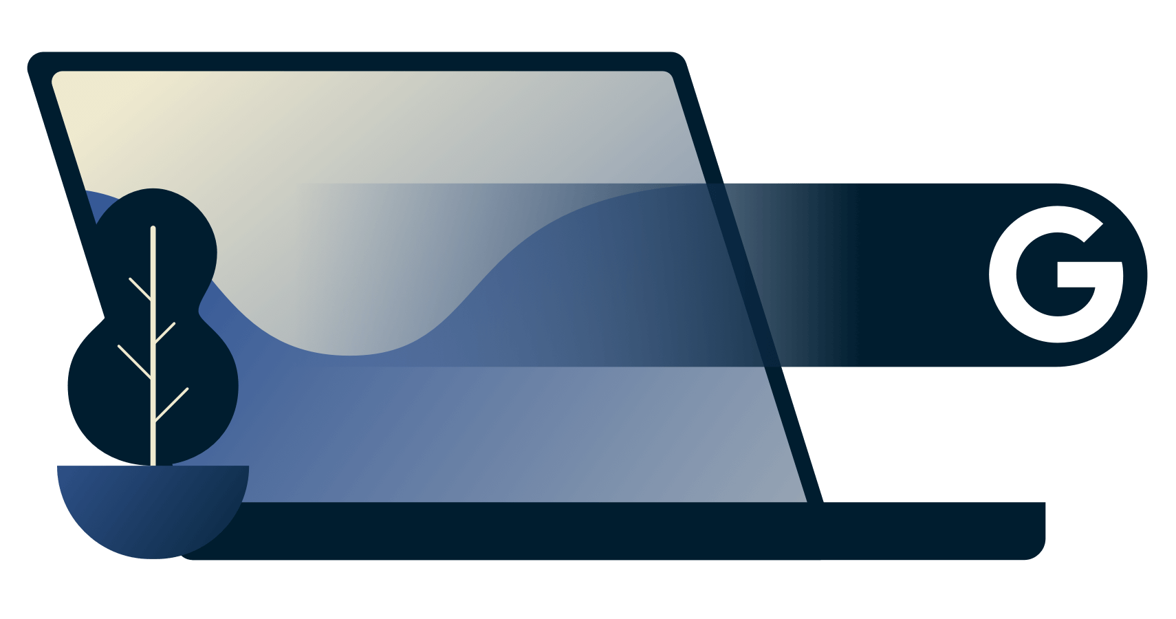 노트북에서 나오는 Google 아이콘.