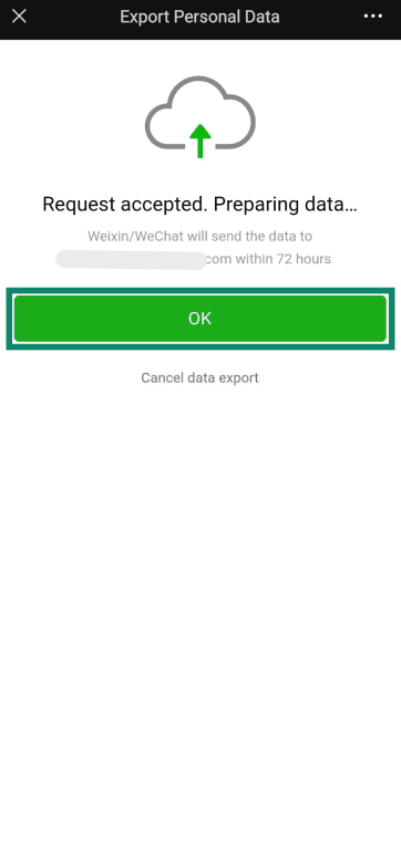 Finishing WeChat personal data export.