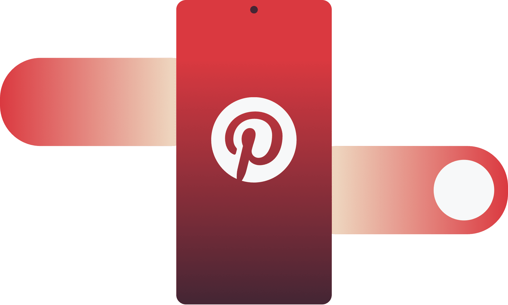 Pinterest-logo på en mobilenhed med en swipe-bevægelse, der går igennem det.