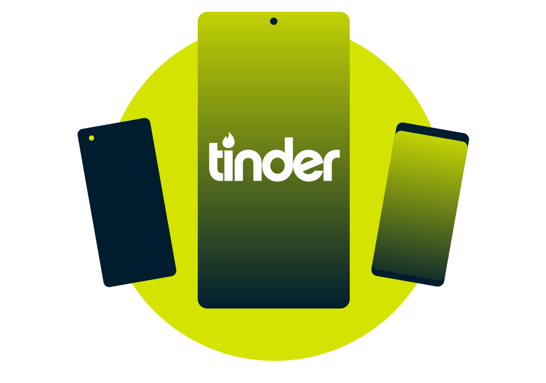 Mobile Geräte mit dem Tinder-Logo.