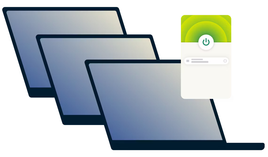 Tre bärbara datorer anslutna till VPN samtidigt.