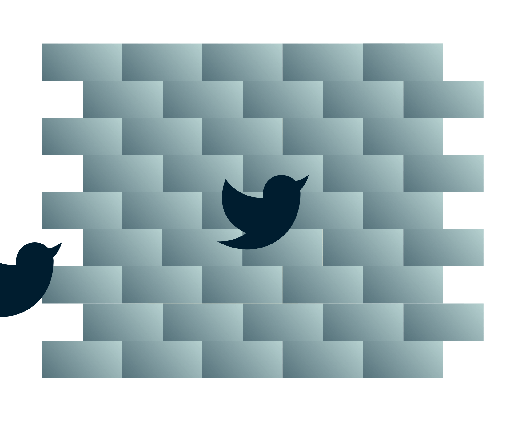 Птицы Твиттера летят на стену.