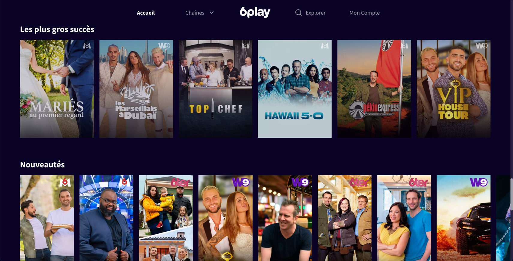 Captura de tela de transmissão do 6play França 