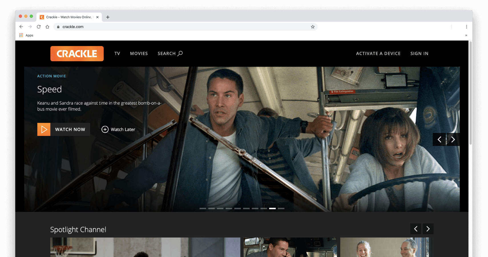デスクトップ画面上のCrackle。