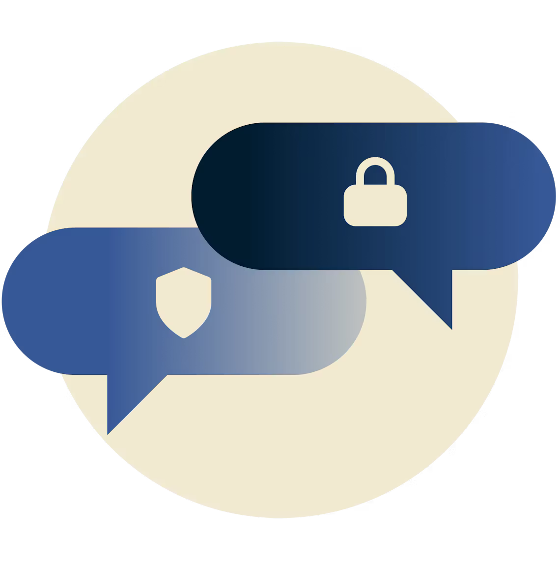 Bir asma kilit ve kalkan ile kabarcıklar sohbet.