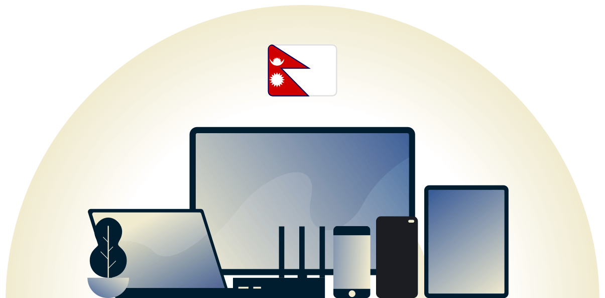 VPN pour le Népal protégeant une variété d'appareils.