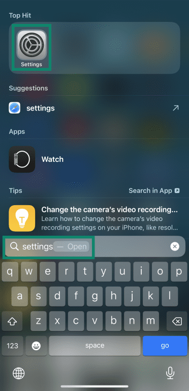 Accessing the Settings menu on iOS.