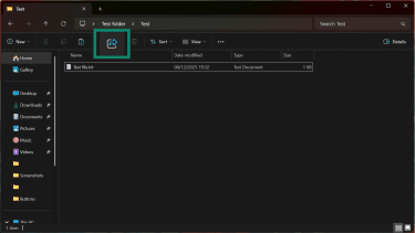 Windows 11 file explorer showing how to send a file using Nearby Sharing.