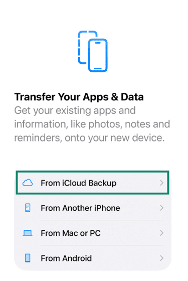 How to restore data on a resetted iPhone through an available iCloud backup.