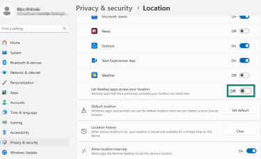 Blocking third party apps from viewing your location.