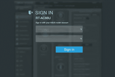 Router admin sign in panel.