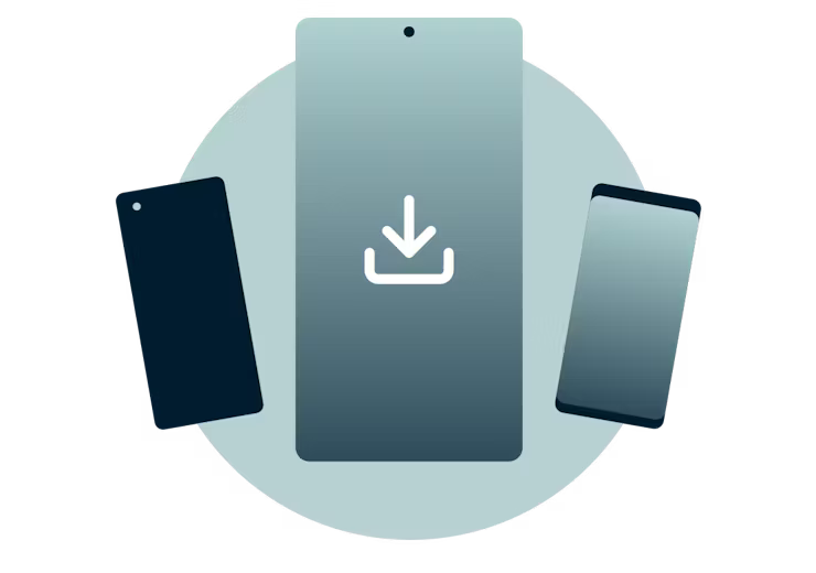 Κατεβάστε την εφαρμογή ExpressVPN για Android. Android συσκευές με ένδειξη λήψης.