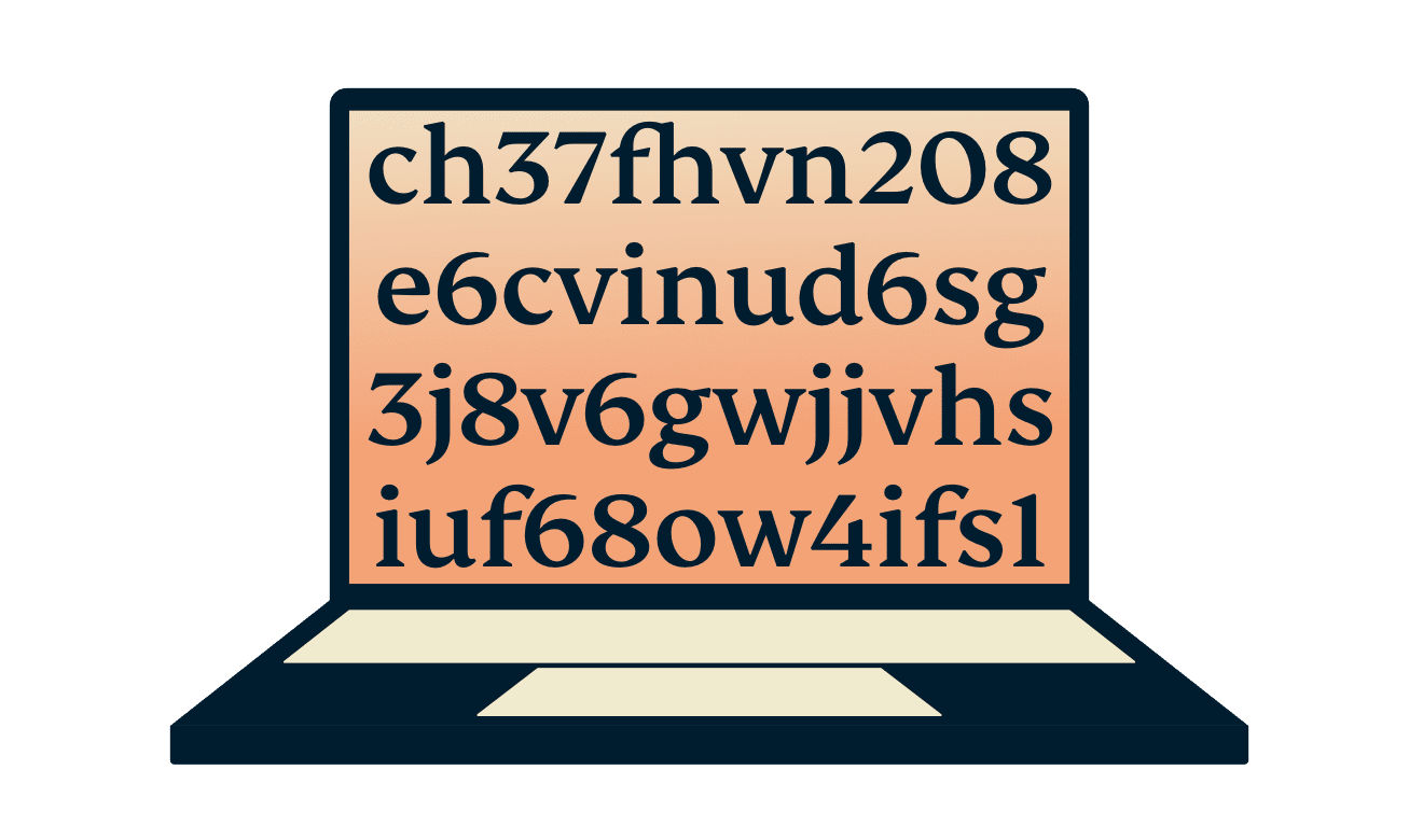 מחשב נייד המציג טקסט מוצפן.