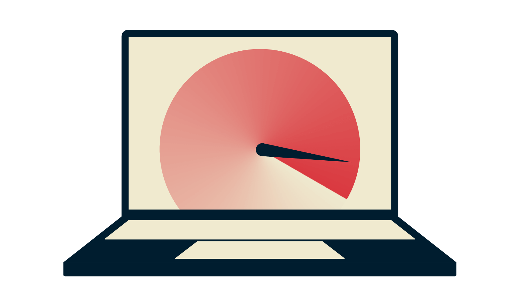 Hız göstergesine sahip bir dizüstü bilgisayar